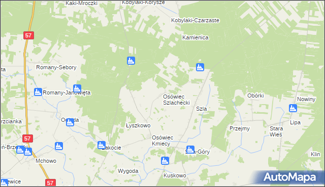 mapa Osówiec Szlachecki, Osówiec Szlachecki na mapie Targeo