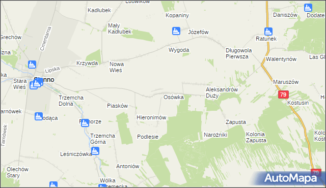 mapa Osówka gmina Sienno, Osówka gmina Sienno na mapie Targeo