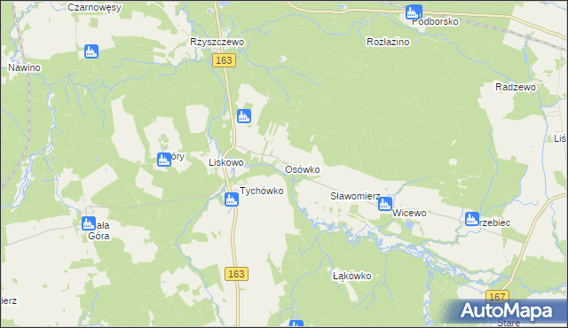 mapa Osówko gmina Tychowo, Osówko gmina Tychowo na mapie Targeo