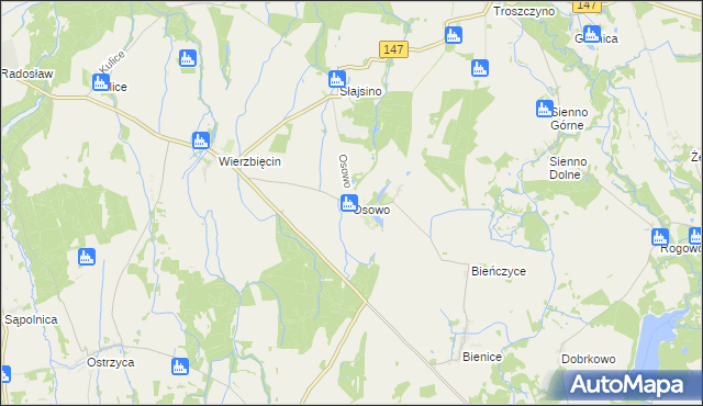mapa Osowo gmina Nowogard, Osowo gmina Nowogard na mapie Targeo