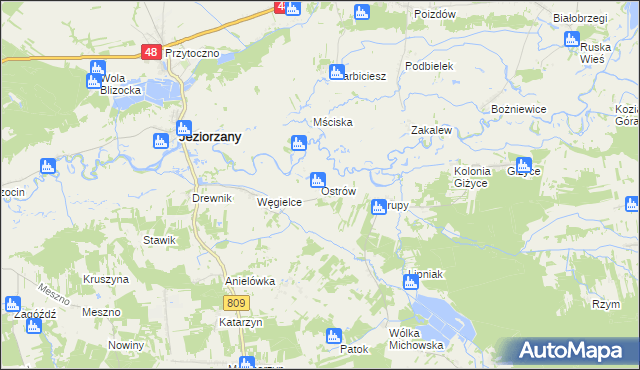 mapa Ostrów gmina Michów, Ostrów gmina Michów na mapie Targeo