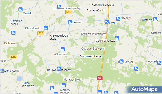 mapa Ostrowe-Stańczyki, Ostrowe-Stańczyki na mapie Targeo
