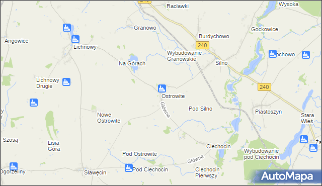 mapa Ostrowite gmina Chojnice, Ostrowite gmina Chojnice na mapie Targeo