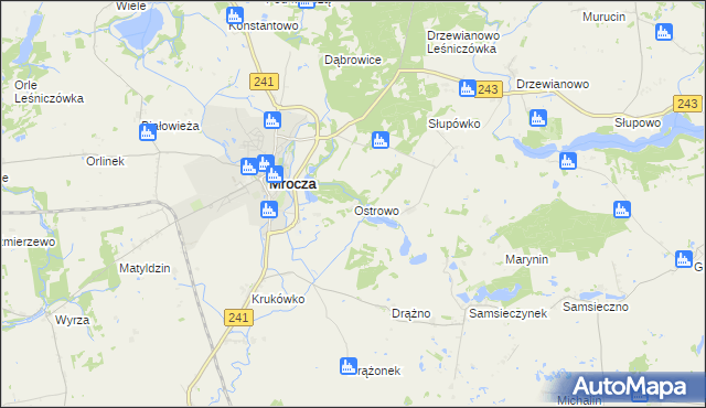 mapa Ostrowo gmina Mrocza, Ostrowo gmina Mrocza na mapie Targeo