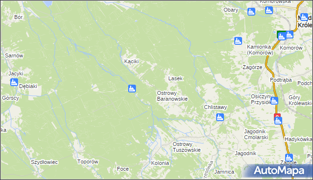 mapa Ostrowy Baranowskie, Ostrowy Baranowskie na mapie Targeo