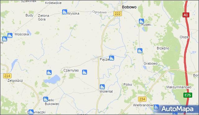 mapa Pączewo, Pączewo na mapie Targeo