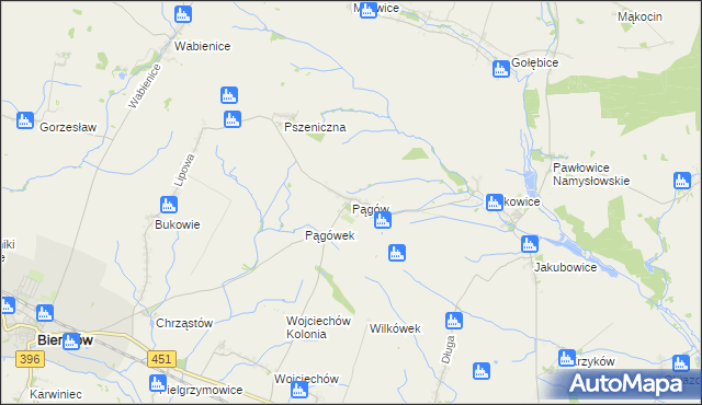 mapa Pągów gmina Wilków, Pągów gmina Wilków na mapie Targeo