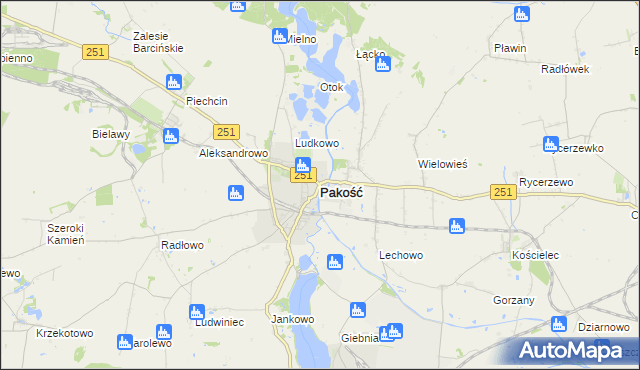 mapa Pakość powiat inowrocławski, Pakość powiat inowrocławski na mapie Targeo