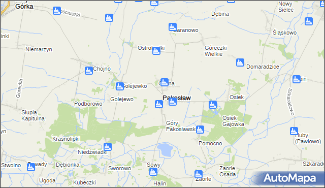 mapa Pakosław powiat rawicki, Pakosław powiat rawicki na mapie Targeo