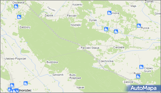 mapa Parciaki-Stacja, Parciaki-Stacja na mapie Targeo