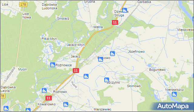 mapa Parkowo gmina Rogoźno, Parkowo gmina Rogoźno na mapie Targeo