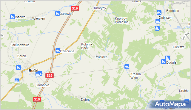 mapa Pasieka gmina Boćki, Pasieka gmina Boćki na mapie Targeo