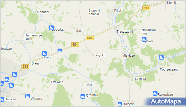 mapa Pasynki gmina Bielsk Podlaski, Pasynki gmina Bielsk Podlaski na mapie Targeo