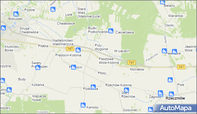 mapa Pasztowa Wola-Kolonia, Pasztowa Wola-Kolonia na mapie Targeo