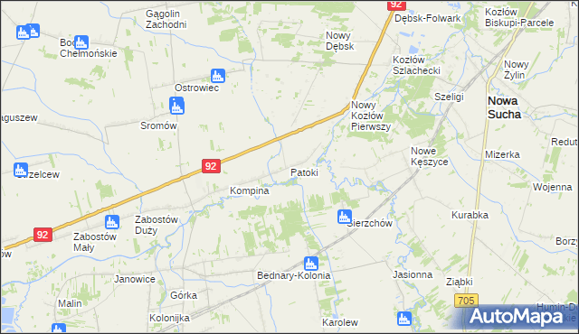 mapa Patoki gmina Nieborów, Patoki gmina Nieborów na mapie Targeo