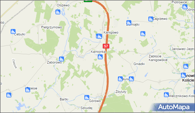 mapa Pawliki gmina Nidzica, Pawliki gmina Nidzica na mapie Targeo