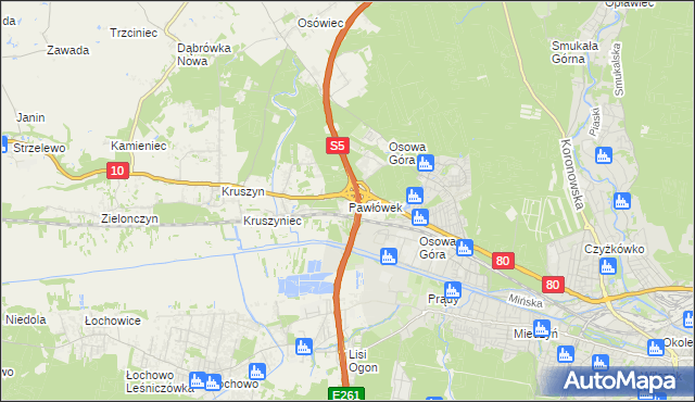 mapa Pawłówek gmina Sicienko, Pawłówek gmina Sicienko na mapie Targeo