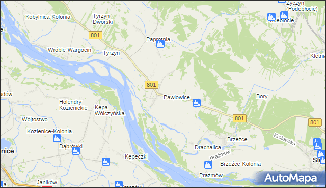 mapa Pawłowice gmina Stężyca, Pawłowice gmina Stężyca na mapie Targeo