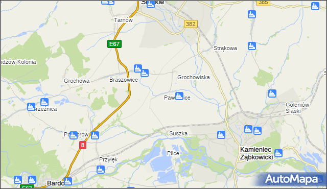 mapa Pawłowice gmina Ząbkowice Śląskie, Pawłowice gmina Ząbkowice Śląskie na mapie Targeo
