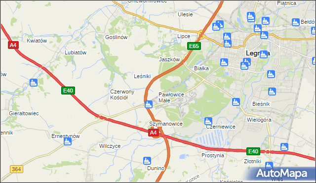 mapa Pawłowice Małe gmina Krotoszyce, Pawłowice Małe gmina Krotoszyce na mapie Targeo