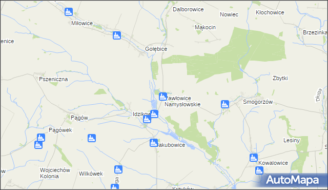 mapa Pawłowice Namysłowskie, Pawłowice Namysłowskie na mapie Targeo