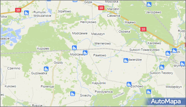mapa Pawłowo gmina Sierpc, Pawłowo gmina Sierpc na mapie Targeo