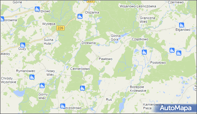 mapa Pawłowo gmina Trąbki Wielkie, Pawłowo gmina Trąbki Wielkie na mapie Targeo