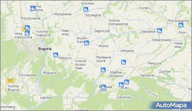 mapa Pęcławice Górne, Pęcławice Górne na mapie Targeo