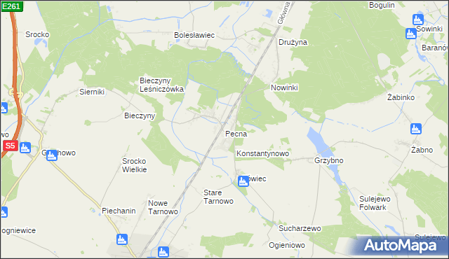 mapa Pecna, Pecna na mapie Targeo