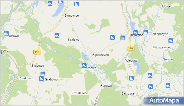 mapa Pęczerzyno, Pęczerzyno na mapie Targeo
