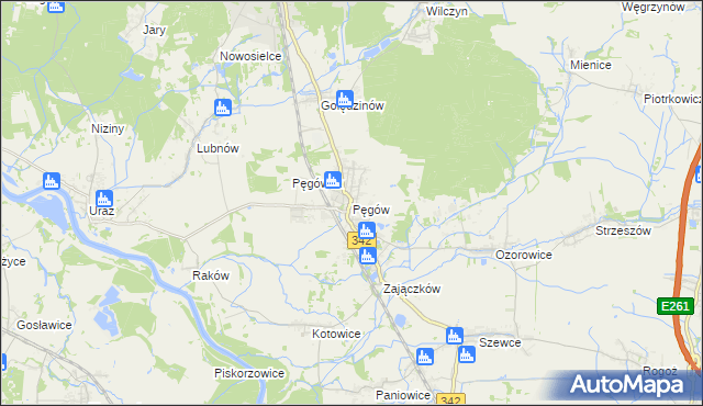mapa Pęgów gmina Oborniki Śląskie, Pęgów gmina Oborniki Śląskie na mapie Targeo