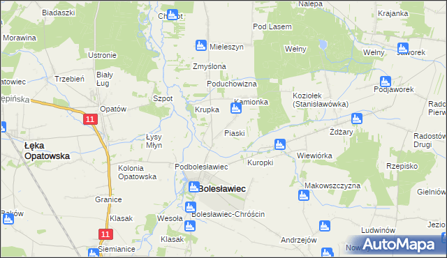 mapa Piaski gmina Bolesławiec, Piaski gmina Bolesławiec na mapie Targeo