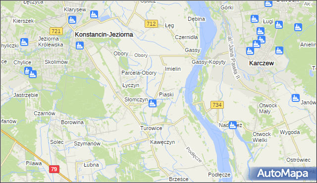 mapa Piaski gmina Konstancin-Jeziorna, Piaski gmina Konstancin-Jeziorna na mapie Targeo