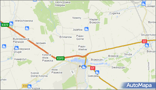 mapa Piaski Wielkie gmina Piaski, Piaski Wielkie gmina Piaski na mapie Targeo