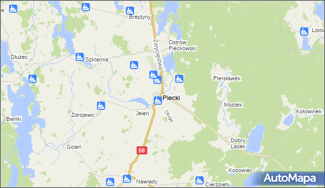 mapa Piecki powiat mrągowski, Piecki powiat mrągowski na mapie Targeo