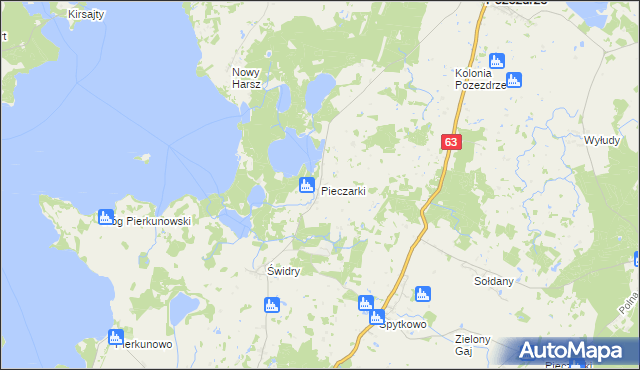 mapa Pieczarki gmina Pozezdrze, Pieczarki gmina Pozezdrze na mapie Targeo