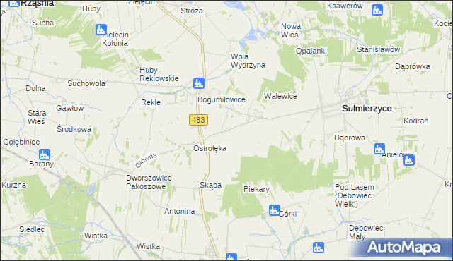 mapa Piekary gmina Sulmierzyce, Piekary gmina Sulmierzyce na mapie Targeo