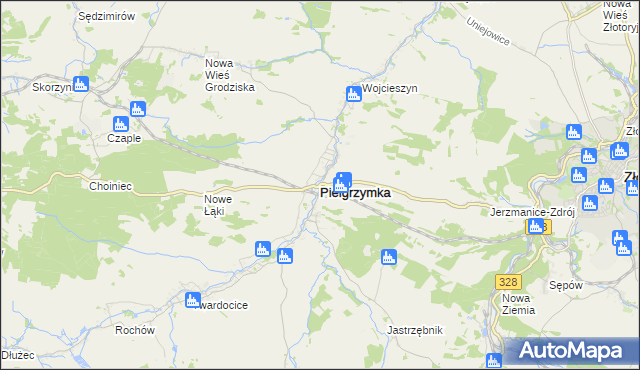 mapa Pielgrzymka powiat złotoryjski, Pielgrzymka powiat złotoryjski na mapie Targeo