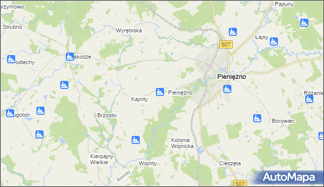 mapa Pieniężno Pierwsze, Pieniężno Pierwsze na mapie Targeo
