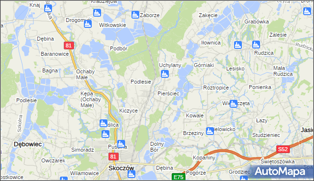 mapa Pierściec, Pierściec na mapie Targeo