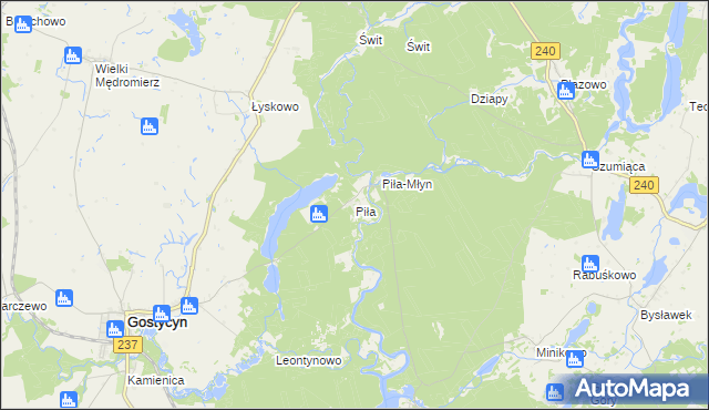 mapa Piła gmina Gostycyn, Piła gmina Gostycyn na mapie Targeo