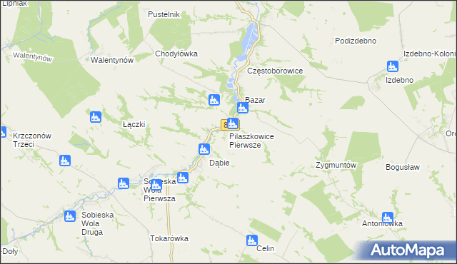 mapa Pilaszkowice Pierwsze, Pilaszkowice Pierwsze na mapie Targeo