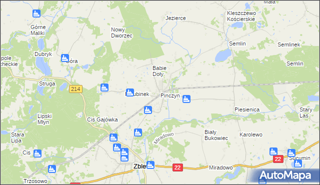mapa Pinczyn, Pinczyn na mapie Targeo