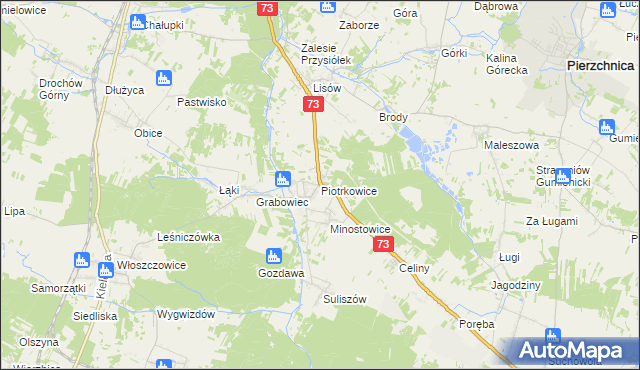 mapa Piotrkowice gmina Chmielnik, Piotrkowice gmina Chmielnik na mapie Targeo