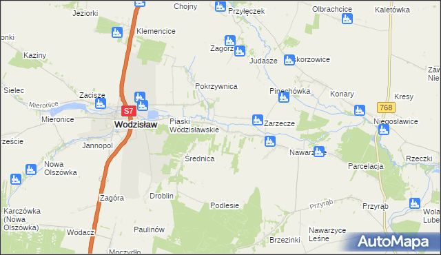 mapa Piotrkowice gmina Wodzisław, Piotrkowice gmina Wodzisław na mapie Targeo