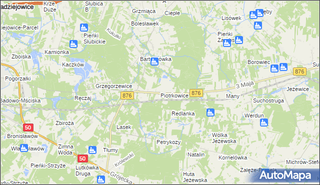 mapa Piotrkowice gmina Żabia Wola, Piotrkowice gmina Żabia Wola na mapie Targeo