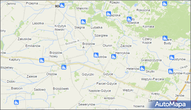mapa Piotrów gmina Iłów, Piotrów gmina Iłów na mapie Targeo