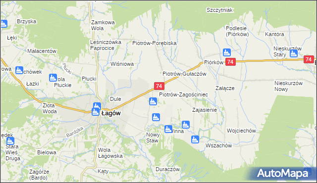 mapa Piotrów-Zagościniec, Piotrów-Zagościniec na mapie Targeo