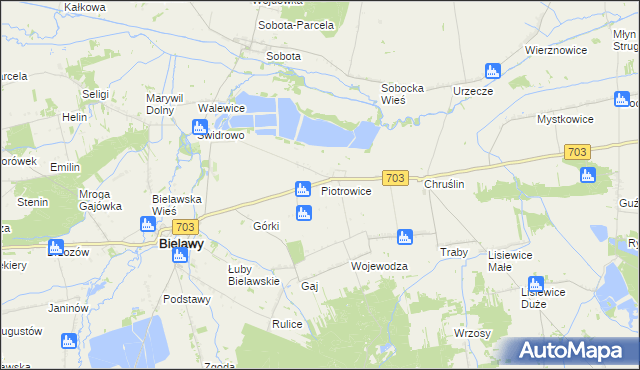 mapa Piotrowice gmina Bielawy, Piotrowice gmina Bielawy na mapie Targeo