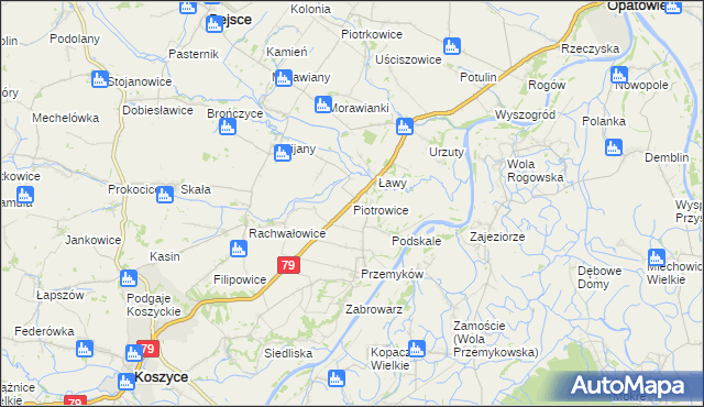 mapa Piotrowice gmina Koszyce, Piotrowice gmina Koszyce na mapie Targeo
